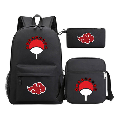 Anime Naruto Starry Sky Youth School Bag Three Piece Set For Boys And Girls Backpack Set