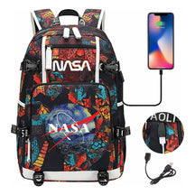 Nasa Fashion Printed Usb Student Backpack For Leisure Travel Backpack