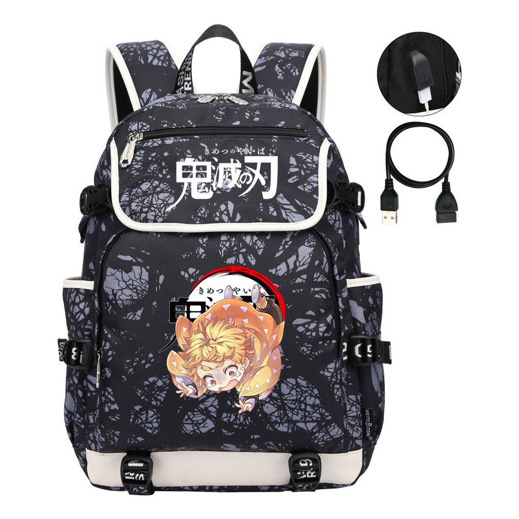 Anime Cartoon Usb Youth Student Backpack For Men And Women Leisure Backpack