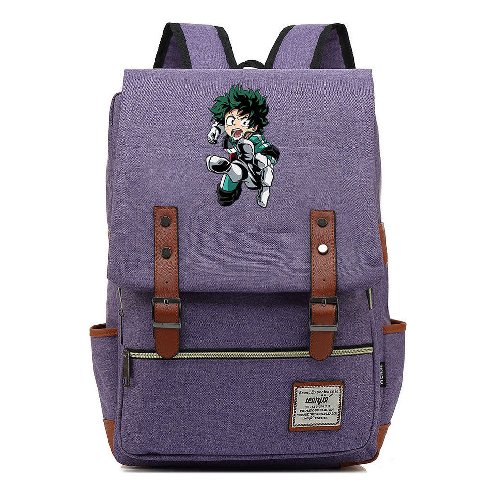 Anime My Heroes Academy Printed Youth Student Backpack Men's And Women's Leisure Belt Buckle Classic Backpack