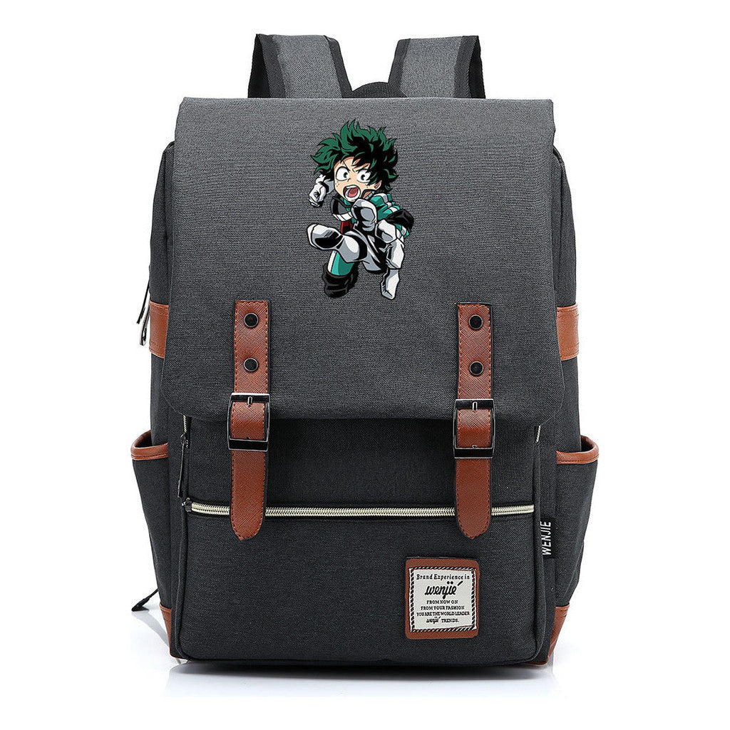 Anime My Heroes Academy Printed Youth Student Backpack Men's And Women's Leisure Belt Buckle Classic Backpack