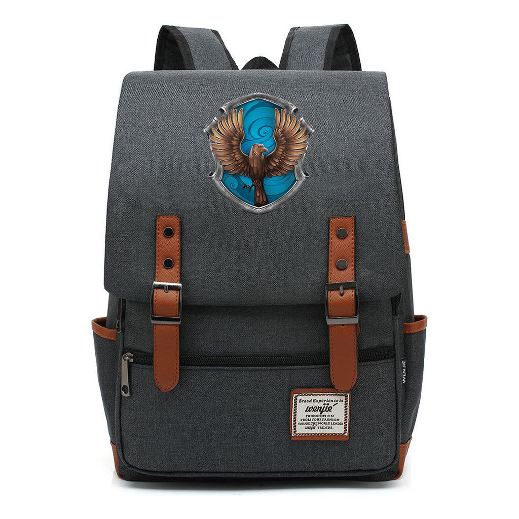 School Of Witchcraft And Wizardry Printed Youth Student Backpack For Men And Women, Casual Belt Buckle, Classic Backpack