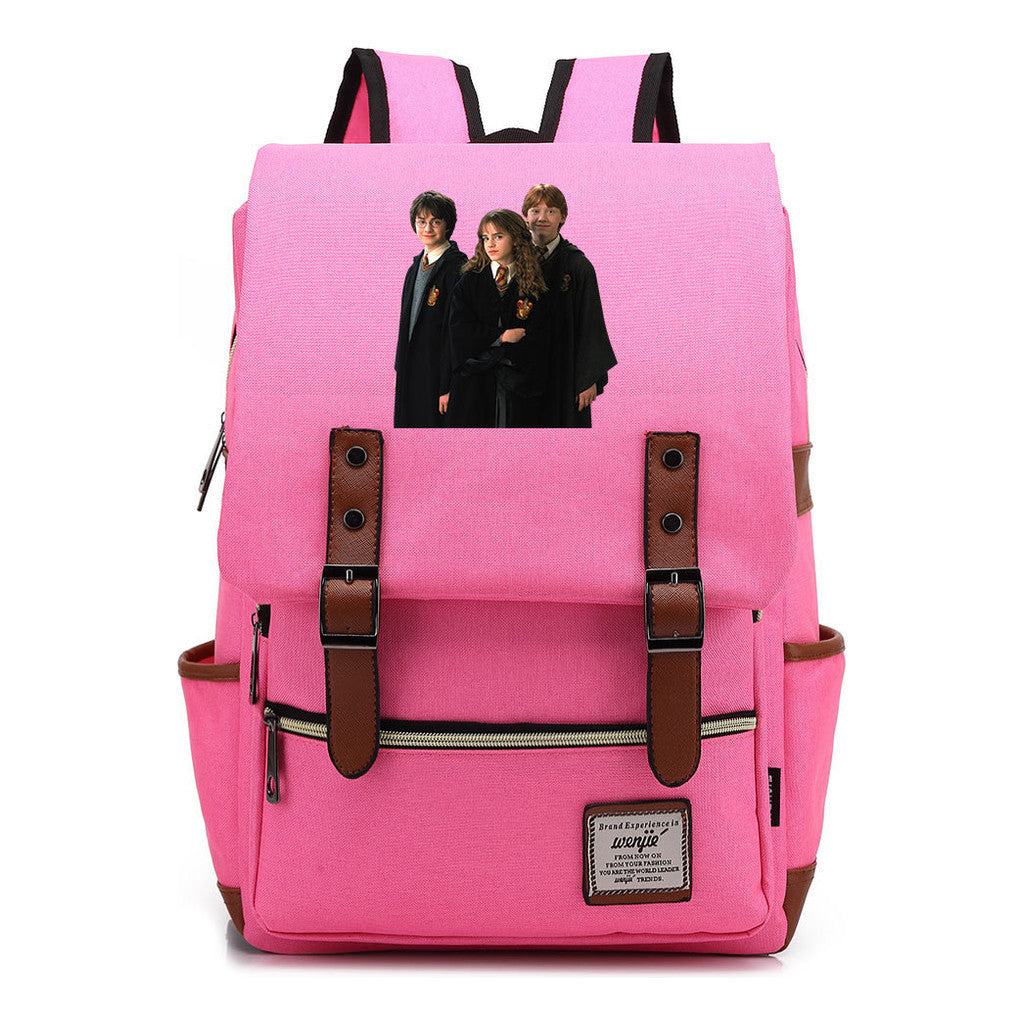 Academy Of Magic Print Teen Student School Bag For Men And Women Casual Belt Buckle Classic Backpack