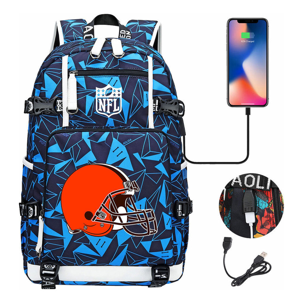 Rugby Team Printed Usb Youth Student Backpack, Leisure Travel Backpack