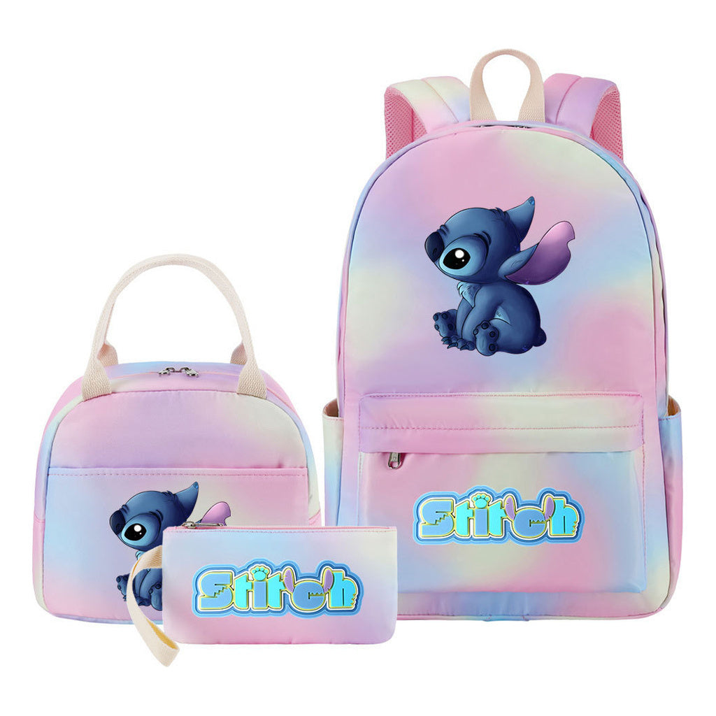 Interstellar Baby Stitch Youth Student Girls School Bag Lunch Bag Three Piece Set Backpack Set
