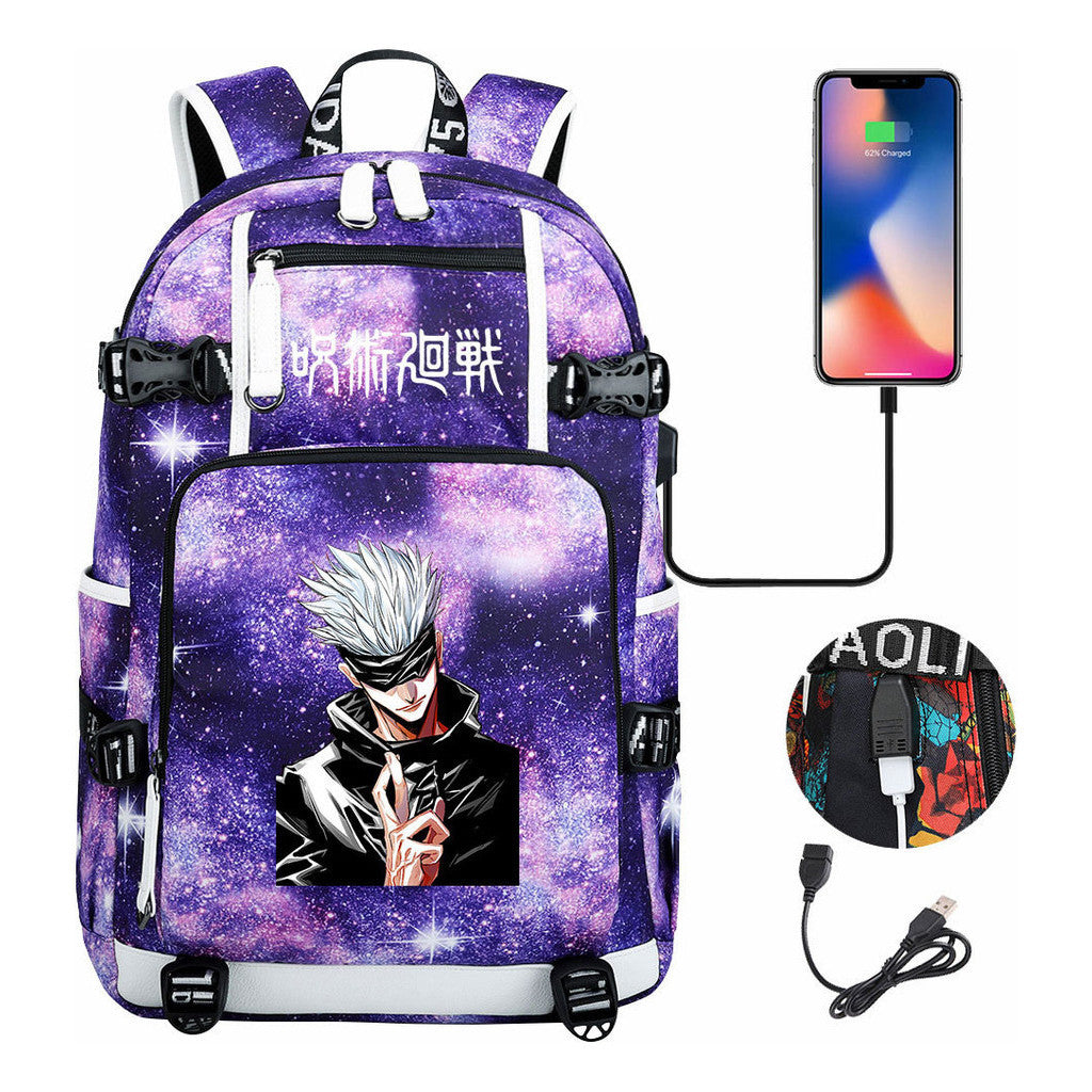 Printed Usb Youth Student Backpack Leisure Large Capacity Travel Backpack