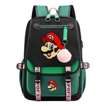 Super Mario Printed Usb Backpack Casual Woven Strap Flip Back Backpack