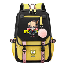 My Heroes Academy Usb Youth Student Backpack For Boys And Girls, Casual Woven Strap Flip Back Backpack
