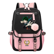 My Heroes Academy Usb Youth Student Backpack For Boys And Girls, Casual Woven Strap Flip Back Backpack