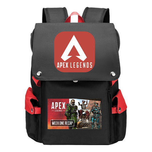 Apex Hero Print Usb Charging Cap Headpiece Student Backpack Leisure Backpack