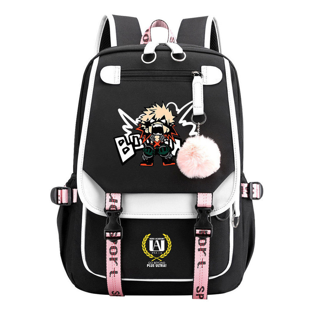 My Heroes Academy Usb Student Backpack, Casual Woven Strap Flip Back Backpack
