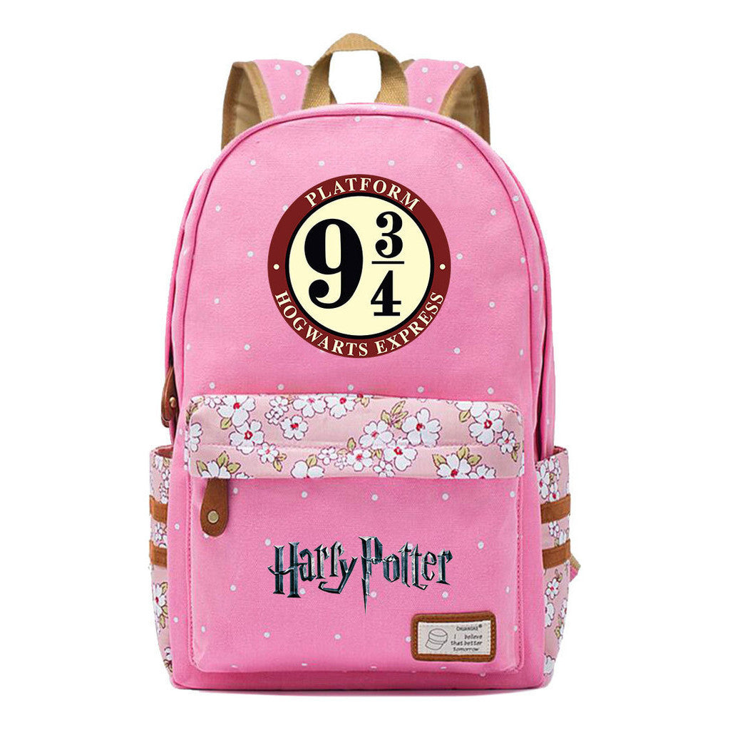 School Of Witchcraft And Wizardry Student Backpack With Floral Canvas Backpack