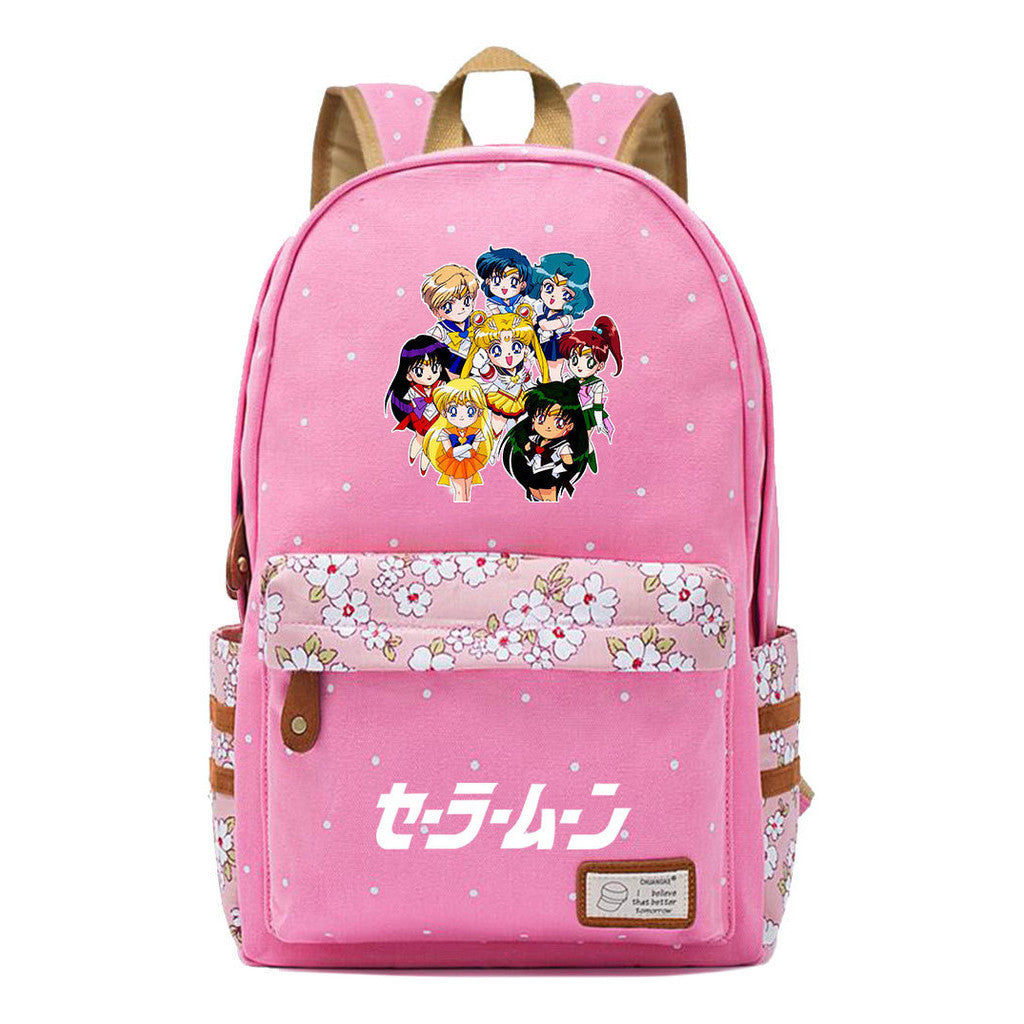 Anime Beauty Girl Warrior Student School Bag Fragmented Flower Boy's And Girl's Leisure Backpack