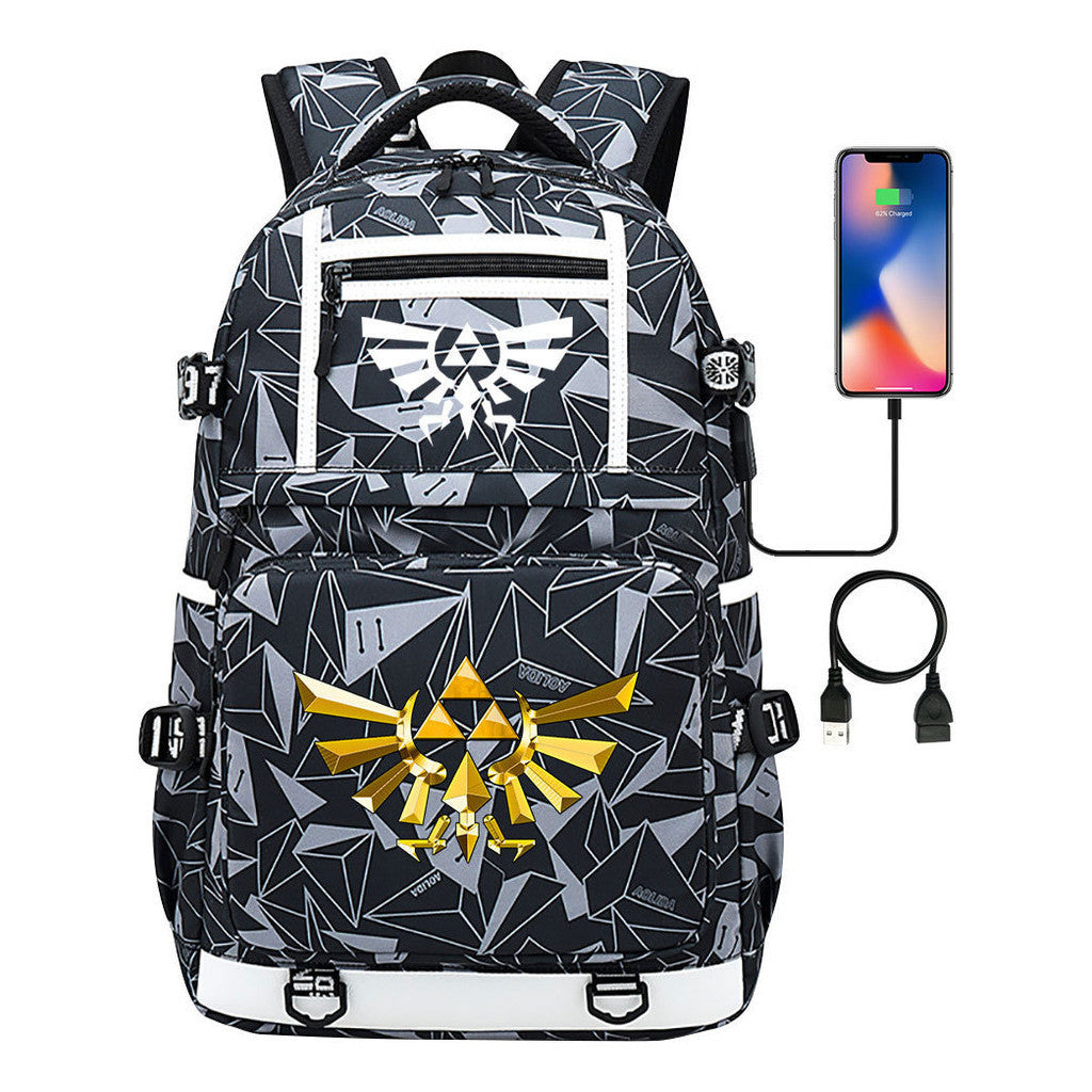 Legend Of Zelda Printed Usb Youth Student Backpack Men's And Women's Backpack Leisure Travel Bag