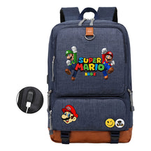Super Mario Printed Usb Youth Student Backpack For Leisure Travel Backpack