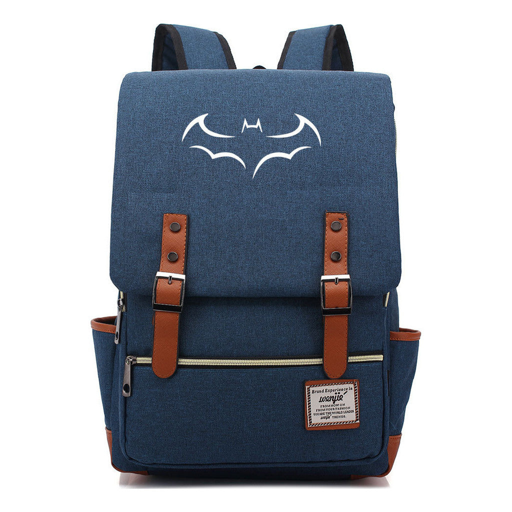 Superhero Batman Print Youth Student Backpack Casual Belt Buckle Classic Backpack