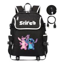 Anime Star Baby Stitch Printed Usb Student Backpack For Men And Women's Leisure Travel Backpack