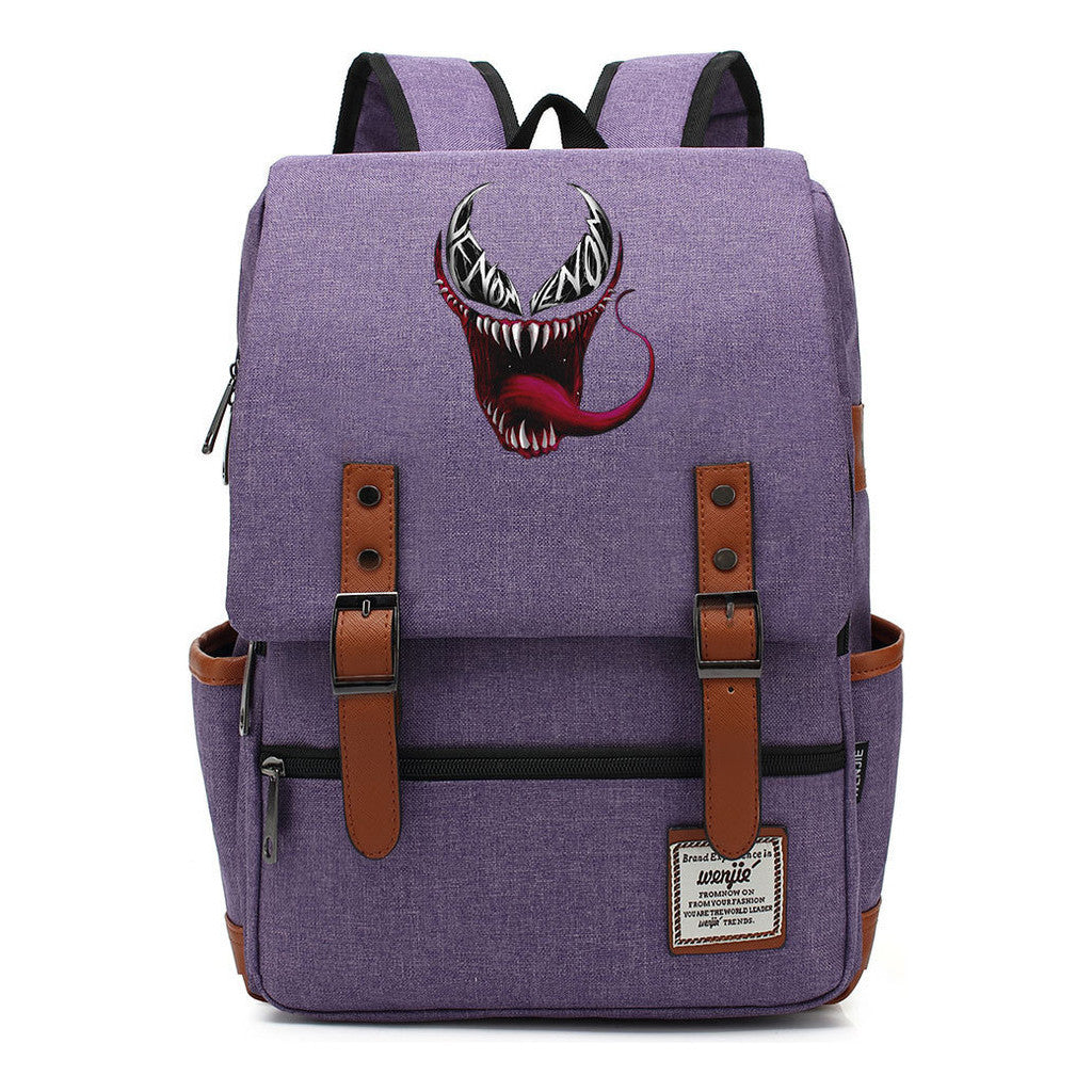 Printed Youth Student School Bag Casual Belt Buckle Classic Backpack