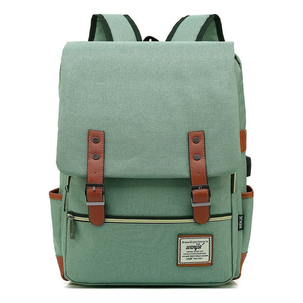 Usb Youth Student Backpack For Men And Women With Casual Belt Buckle Printed Backpack