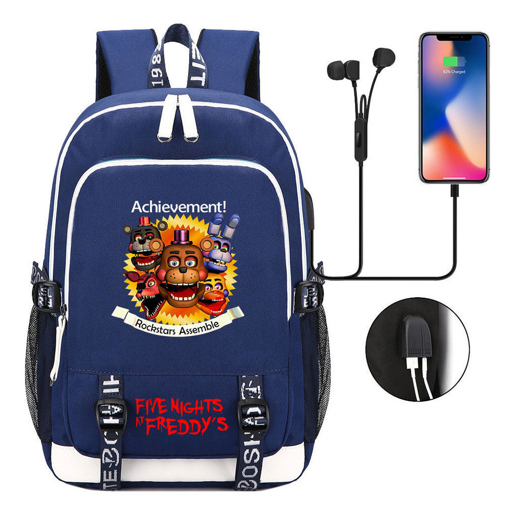Toy Bear Game Peripheral Print Usb Youth Student Backpack For Men And Women Leisure Backpack