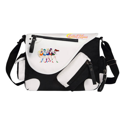 Beauty Girl Warrior Printed Youth Student School Bag Canvas Single Shoulder Bag Men's And Women's Casual Straddle Backpack