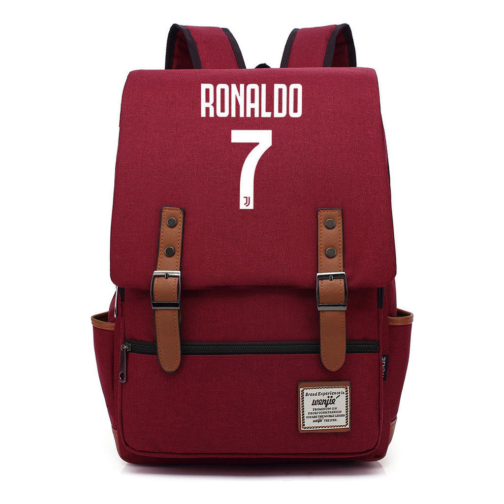 Football Star Cristiano Ronaldo Printed Student Backpack For Men And Women's Casual Classic Backpack