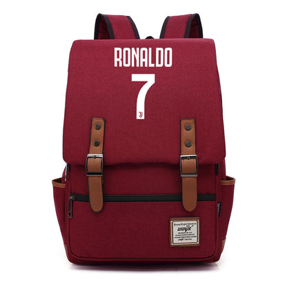 Football Star Cristiano Ronaldo Printed Student Backpack For Men And Women's Casual Classic Backpack