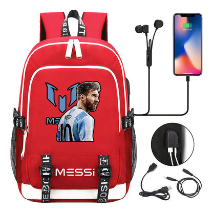 Sports Football Star Usb Youth Student Backpack For Men And Women's Leisure Sports Backpack