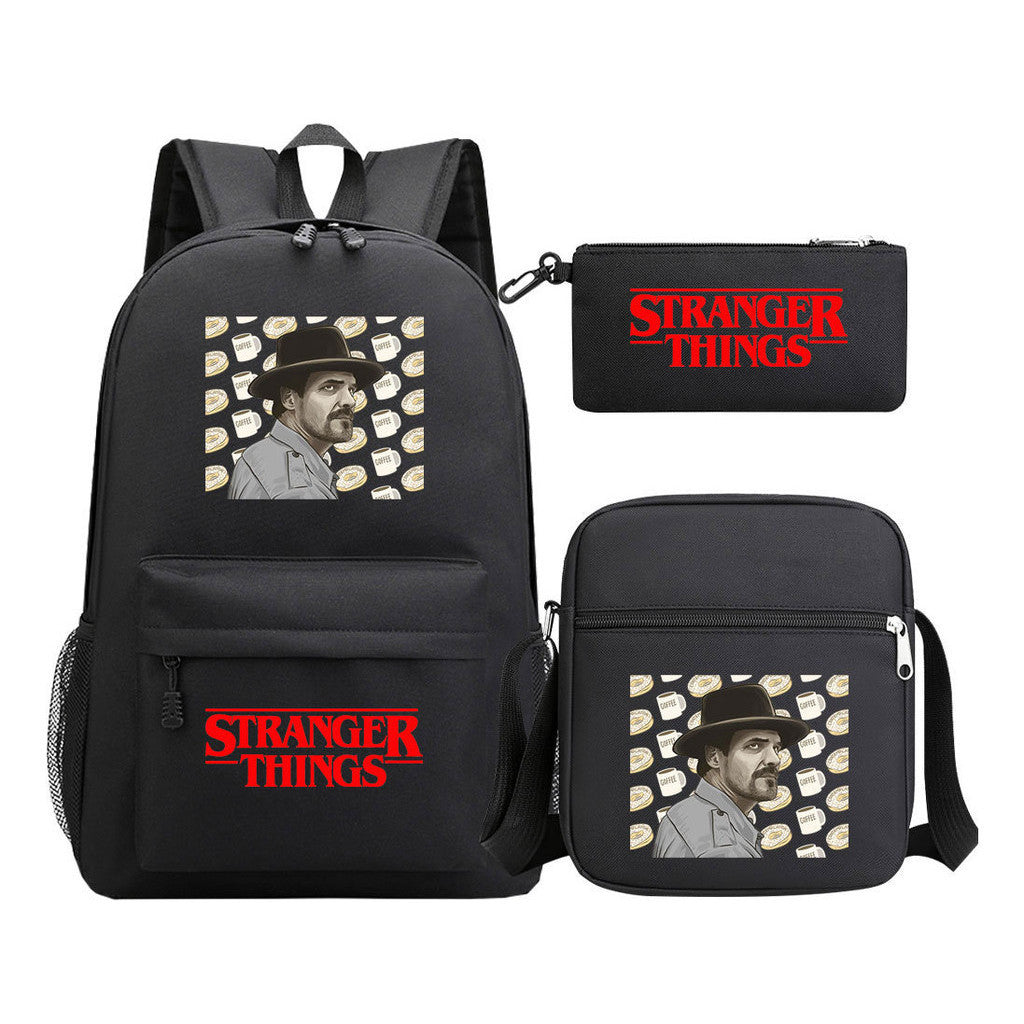 Strange Story Starry Sky Printed Youth Student Backpack 3-piece Set For Men And Women, Backpack Set