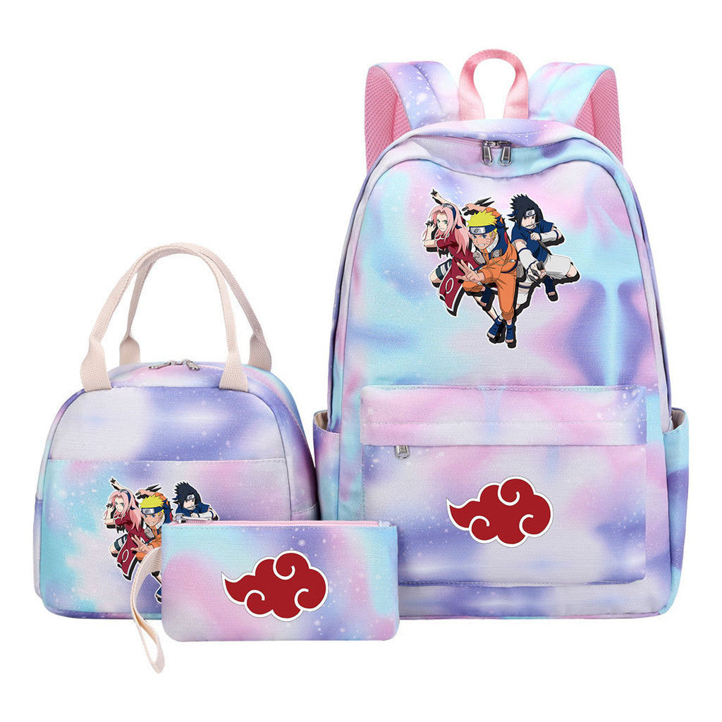 Naruto Student Girl Backpack Lunch Bag Three Piece Set Backpack Set