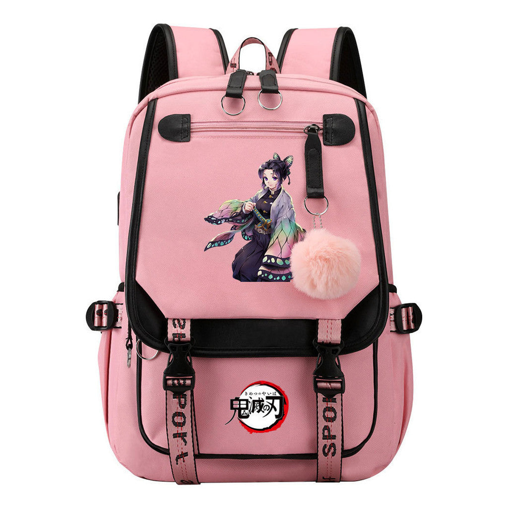 Cartoon Fashion Usb Student Backpack With Casual Woven Strap Flip Back Backpack