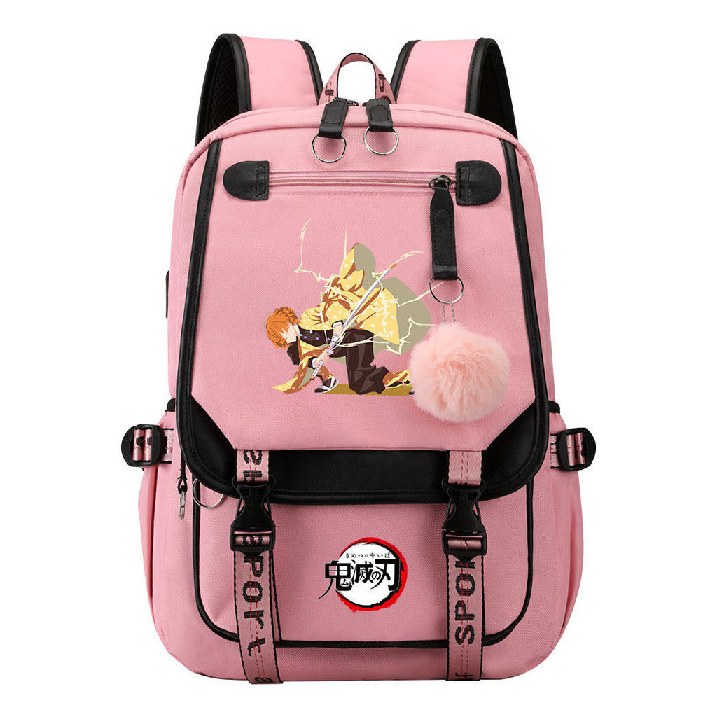 Cartoon Fashion Usb Student Backpack With Casual Woven Strap Flip Back Backpack
