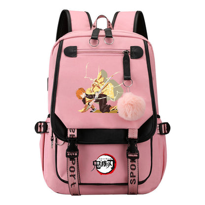 Cartoon Fashion Usb Student Backpack With Casual Woven Strap Flip Back Backpack