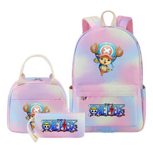 Cartoon Manga Pirate Wang Qing Student Girls School Bag Lunch Bag Three Piece Set Backpack Set