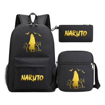 Golden Anime Naruto Starry Sky Youth Student Backpack Set, 3-piece, Men's And Women's Backpack Set