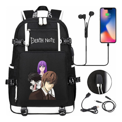 Death Note Usb Large Capacity Youth Student Backpack Men's And Women's Leisure Travel Backpack
