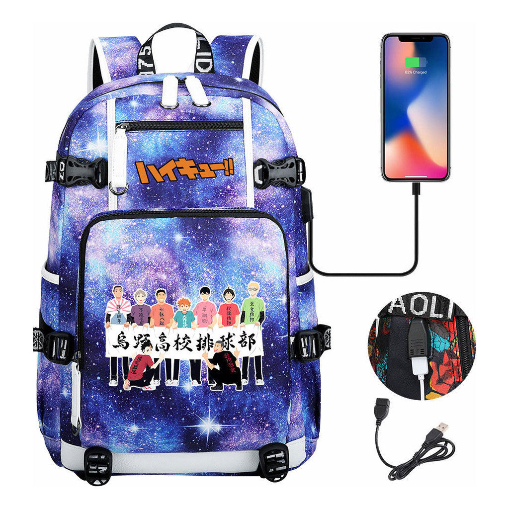 Volleyball Youth Usb Large Capacity Youth Student School Bag Men's And Women's Leisure Travel Backpack