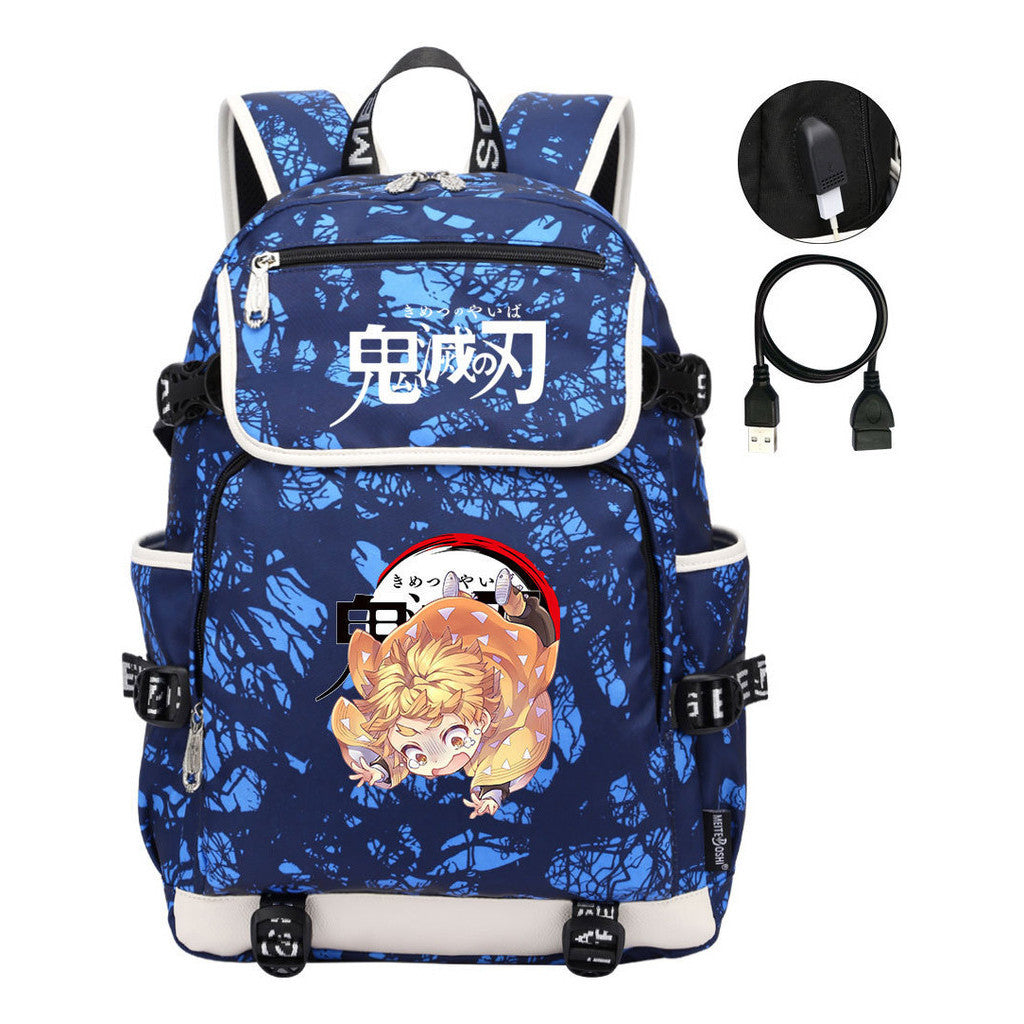 Anime Cartoon Usb Youth Student Backpack For Men And Women Leisure Backpack