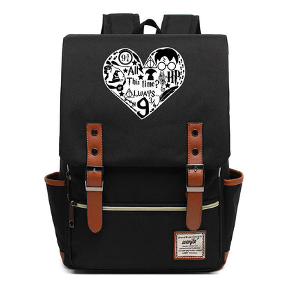 School Of Witchcraft And Wizardry Printed Youth Student School Bag Casual Belt Buckle Classic Backpack