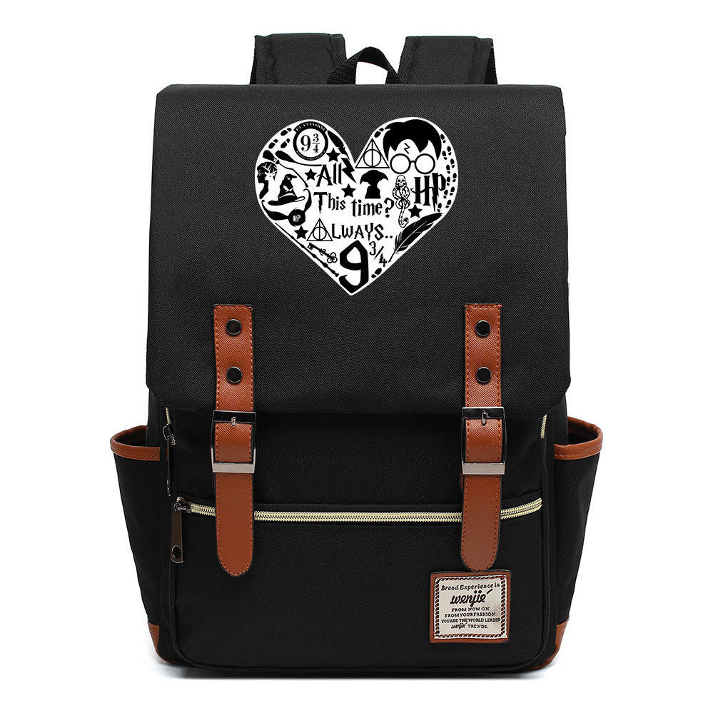 School Of Witchcraft And Wizardry Printed Youth Student School Bag Casual Belt Buckle Classic Backpack