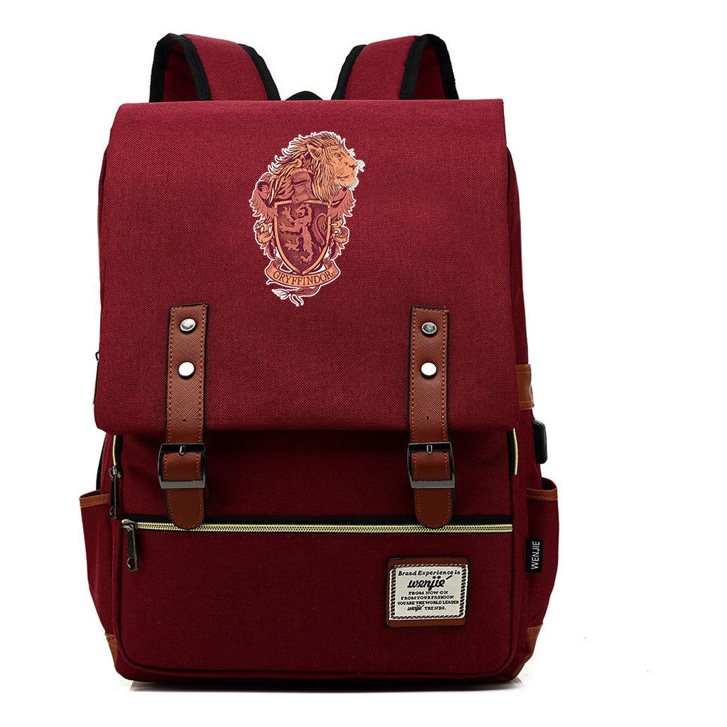 School Of Witchcraft And Wizardry Youth Student Backpack Usb Leisure Belt Buckle Backpack