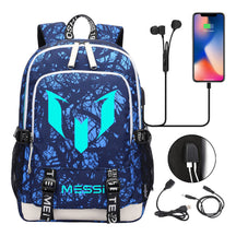 Blue Luminous Sports Football Star Teenagers Schoolbag Usb Leisure Backpack Men And Women