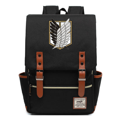 The Giant Of Manga Attack Printed Teenage Student Backpack For Men And Women With Casual Belt Buckle Classic Backpack 38*27*12.5cm