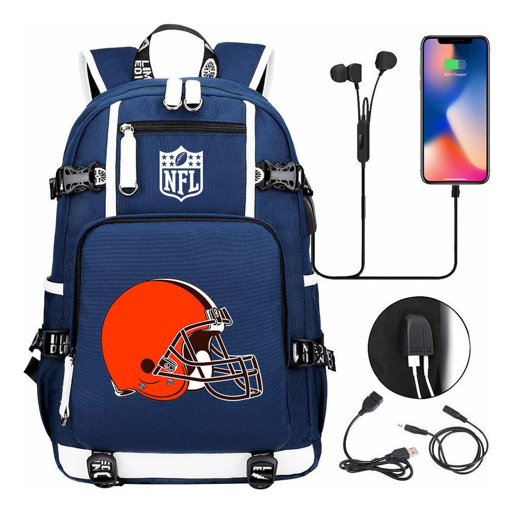 Rugby Team Printed Usb Youth Student Backpack, Leisure Travel Backpack