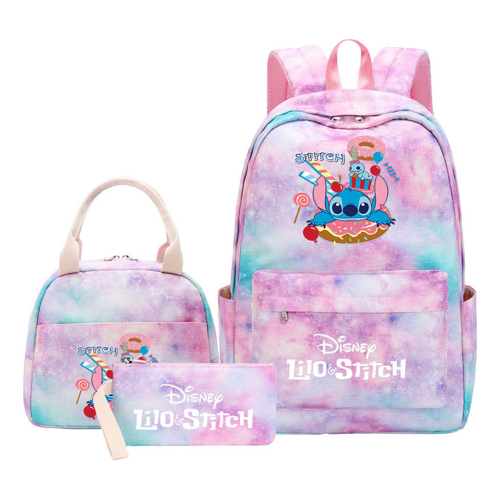 Interstellar Baby Stitch Youth Student Girls School Bag Lunch Bag Three Piece Set Backpack Set