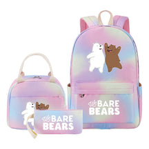 Cartoon Cute Three Bears Youth Student Girls School Bag Lunch Bag Three Piece Set Backpack Set