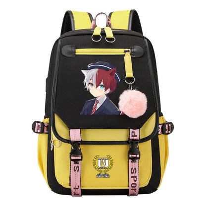 My Heroes Academy Usb Youth Student Backpack For Boys And Girls, Casual Woven Strap Flip Back Backpack