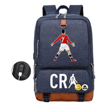 Football Star Cristiano Ronaldo Printed Usb Youth Primary And Secondary School Backpack For Boy And Girl's Leisure Travel Backpack