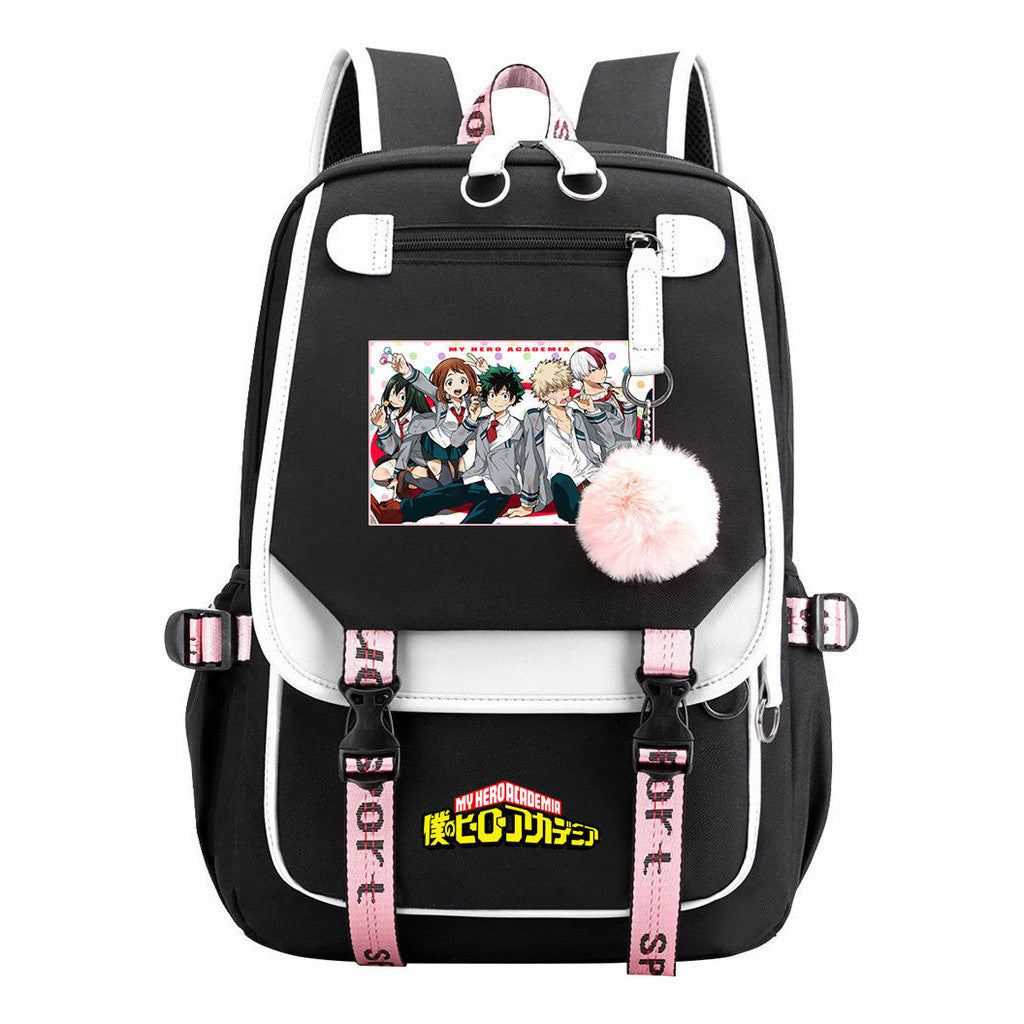 My Heroes Academy Usb Student Backpack, Casual Woven Strap Flip Back Backpack