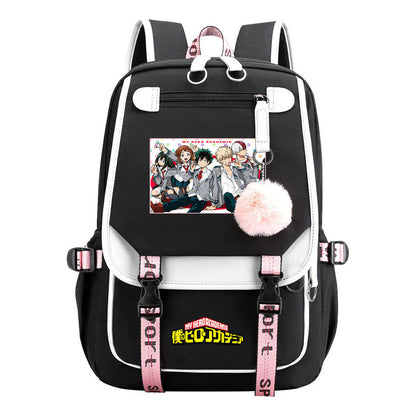 My Heroes Academy Usb Student Backpack, Casual Woven Strap Flip Back Backpack